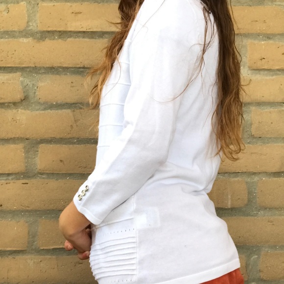 Karen Scott white sweater with crop sleeves - Picture 7 of 7